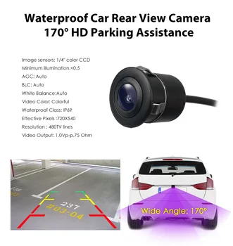 Ūdensizturīgs Nakts Redzamības 170 grādiem CCD Iepakošanas Palīdzības Auto Stāvvietas Atpakaļgaitā Fotokameru saderīgas visām automašīnām