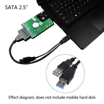 USB 3.0 SATA3 22Pin Data Barošanas Kabeļa Adapteris Pārveidotājs HDD 2.5 Collu Cieto Disku Diska Draiveri
