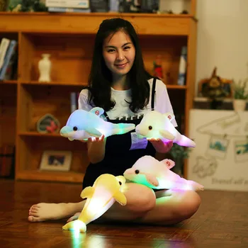 Gaismas 25/30/50cm Radošo iedegas LED Krāsains Kvēlojošs lācīti Pildījumu Dzīvnieku Plīša Rotaļlietas Ziemassvētku Dāvanu Mazulis