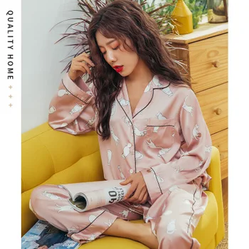 Daeyard Zīda Pidžamas Sleepwear Sieviešu Pidžamas Komplekts Satīna Pijamas Naktsveļu 2020 
