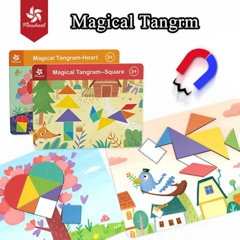 Pinwheel Magnētisko Tangram Ainas Puzzle Agrā Bērnībā Apgaismības Spēles Ūdensizturīgs Jigsaw Mācību Rotaļlietas Bērniem 3 Gadiem