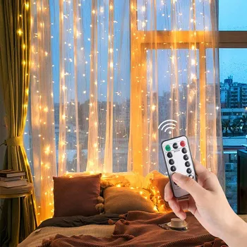 LED String Gaismas, Jaunais Gads Vainags Aizkaru Gaismas Mājas Guļamistaba Tālvadības pults USB Pasaku Gaismas Svētku Apgaismojums, Ziemassvētku Lampas