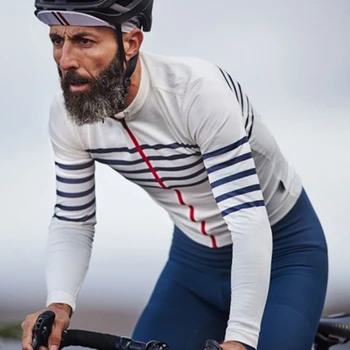 2020. gada Pavasara balts svītrains ar garām piedurknēm riteņbraukšana jersey Gadījuma Sporta sacīkšu kreklu aerodinamika MTB ridewear Ropa ciclismo hombre