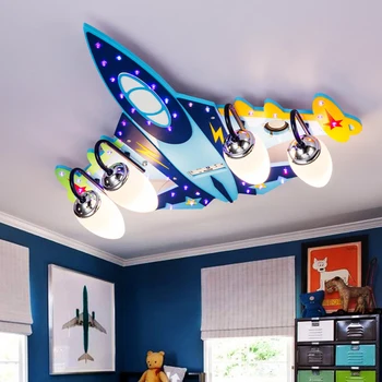 Gaisa kuģa griestu lampremote kontroles multfilmas bērniem, gaismas, iekštelpu ģimenes dzīvojamā istaba guļamistaba rotājumi, bluetooth mūzikas lampas