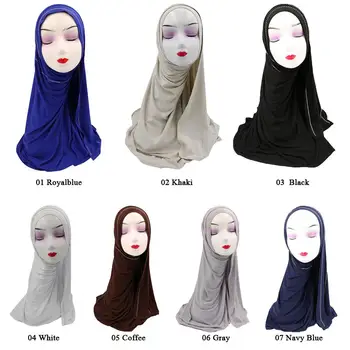 Musulmaņu Sievietes, Kniedes Rhinestone Jersey Hijab Šalle Šalle Vadītājs Wrap Islāma Headcover Garo Šalli Arābu Turban Mīksto Nozaga Tuvajos Austrumos