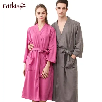 Fdfklak Augstas kvalitātes plus lieluma pāris sleepwear drēbes rudens ziemas līgavas, halāti, vafeļu naktsveļu peldmētelis sievietēm kimono 3XL