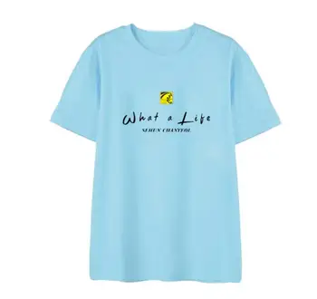 Kpop ekso SC sehun chanyeol albumu, kas dzīvi pats drukāšanas t krekls unisex vasaras stila modes o apkakli, īsām piedurknēm t-krekls