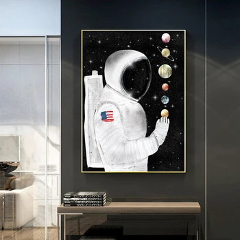 Astronauts Kosmosa Sapņo Zvaigznes Eļļas Gleznu Audekla Glezna Plakāti un Izdrukas Sienas Art Attēlus viesistaba, Mājas Dekoru