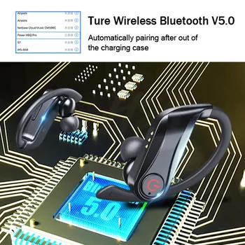 Q62 Taisnība TWS Bezvadu Austiņas Bluetooth 5.0 Stereo Sporta Austiņas 950mah Ūdensizturīgs Austiņu ar Auss Āķis Austiņas Ar MIC