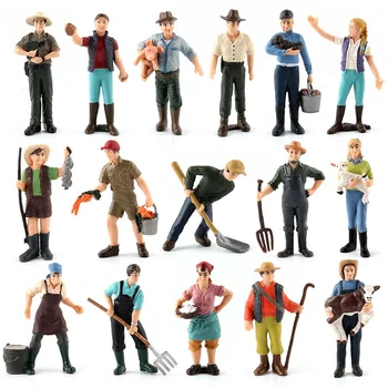 Happy Farm Lauksaimnieks Cilvēki Modeļa Simulācijas Saimniecības Darbinieki Pakārtotās Rīcības Attēls PVC Miniatūras Statuetes Mācību Rotaļlietas Bērniem Dāvanu
