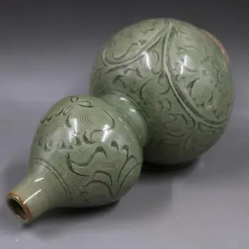 Ķīnas vecās porcelāna Krekinga glazētas cirsts pudele ķirbis