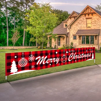 Ir 2021. Santa Claus Āra Banner Priecīgus Ziemassvētku rotājums Mājās 
