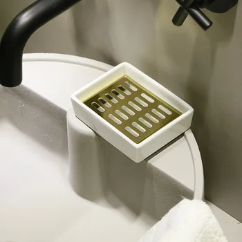 Nerūsējošā tērauda ziepes pad radošā keramikas ziepju kastē drenāžas divvietīga taisnstūra ziepes renes vannas istaba ziepju turētājs, virtuves produkta