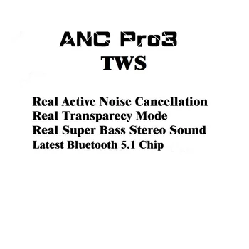 ANC TWS 2020 Jaunas Bezvadu Austiņas Bluetooth 5 Earbuds Aktīvo Trokšņu slāpēšanu un Pārredzamību Režīmā