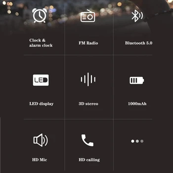 M1 Bezvadu Bluetooth Skaļruni, Spogulis ar LED Displeju Kaķa Auss Dizains Pārnēsājams Skaļrunis FM Radio, Modinātājs Atbalsta TF Karti