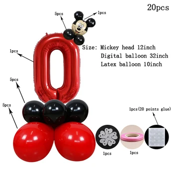 20pcs Red Mickey mouse Bērnu Dušas, Dzimšanas dienas Jubilejas Lateksa Alumīnija Balons Puse Partijas Apdare Uzstādīt gaisa balonu Piegādes