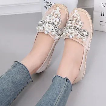 Līdz 2018. gada Pavasarī jauno modes karstā pārdošanas sievietes ikdienas apavi krāšņs dimants fāzēm dzīvoklis kurpes Rhinestone Spīdīgu mokasīni disku apavi
