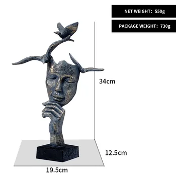 VILEAD Anotācija Statuetes Apdare Vintage Statuja Sveķu Putnu Galvas Skulptūru Ziemeļvalstu Mājas Dzīvojamā Istaba Birojam Dekors, Amatniecība, Dāvanas