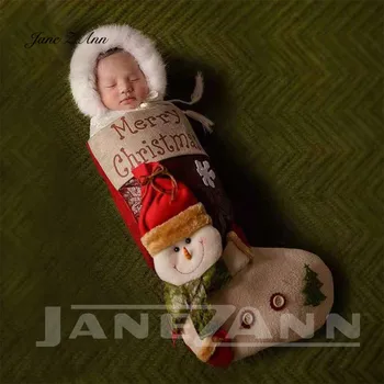 Jane Z Ann Bērnu foto kostīmu jaundzimušo foto, karikatūra, trikotāžas roku darbs Ziemassvētku tēmu guļammaiss ar cepuri studio piederumi
