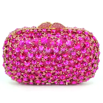 Kāzu svinības Riņķa soma Banketa Sajūgs Stilīgs Zelta Kristāla Vakara Soma Pink diamond rokas soma kāzas, līgavas, Seifs 88414