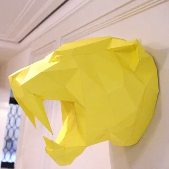 3D Papīra Paraugs Sabretooth tiger Vadītājs papercraft mājas dekoru sienu apdare Mīklas Izglītības DIY (do it yourself, Rotaļlietas, Dāvanas Bērniem,