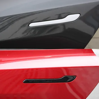 Automašīnu Durvju Rokturi Wrap Uzstādīt Aizsargs Uzlīmes Tesla Model 3, Durvju Rokturi 3D Decal Auto Piederumi 4gab (Melns)