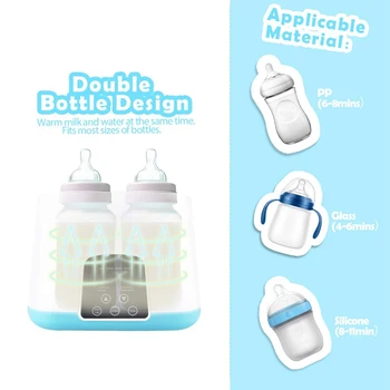 Bērnu Pudele Siltāks, Pudeļu Tvaika Sterilizer 5-In-1 Smart termostats, Divkāršā Pudeli Zīdaiņu Pārtikas Sildītājs Krūts Piena vai formula