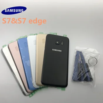 Samsung Galaxy S7 G930 S7 malas G935 Akumulatoru Atpakaļ Vāciņu Durvju Mājokļu Nomaiņa Remonta Daļas + auss Kameru Stikla Lēcu Rāmis+rīks