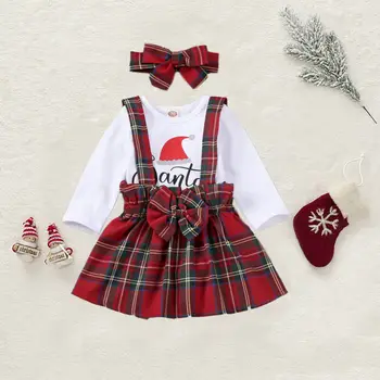 0-24 Mēnešiem Jaundzimušais Zīdainis Mana Pirmā Ziemassvētku Apģērbs Mazulim Meitene Drēbes Vēstuli Izdrukāt Romper Pledi Kleita, Galvas Meiteņu Drēbes