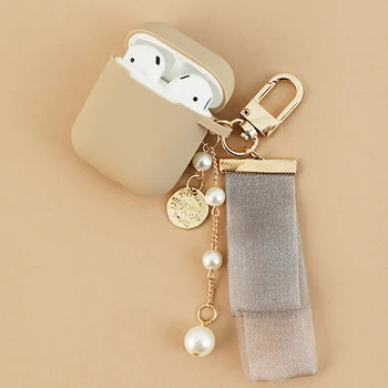 Gudrs Soft Case for Apple Airpods 1 2 Aksesuāri Bluetooth Austiņas Soma Kaste Luxury Pearl Pušķis Kulons Atslēgu Gredzens Dāvanas Sievietēm
