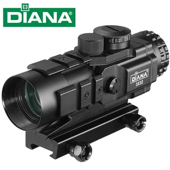 Diana 3X32 Red Dot Sight Sarkans/Zaļš BDC Chevron Taktiskās darbības Joma Optisko Šautene Jomu Sliedes 20Mm Šautene Jomu
