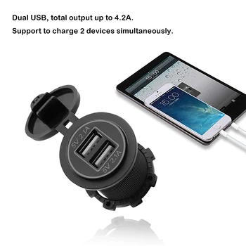 Powstro 12V/24V Dual USB 4.2 Auto Lādētāju piepīpētāja Ligzdas Sadalītājs Strāvas Adaptera modulis Mobilo Tālruni, iPod GPS