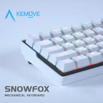 KEMOVE SnowFox 61 Taustiņu Mehāniskā Tastatūra Slēdzi 60% NKRO bluetooth PBT Keycaps Bezvadu un Vadu Spēļu Tastatūra TABLET PC vs DK61