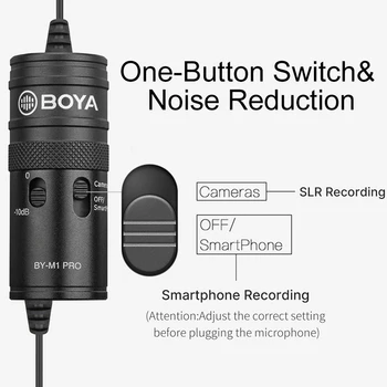 BOYA AR-M1 Pro Modernizētas Lavalier Lable Ierakstu Mikrofonu Viedtālrunis SLR DSL Reālā Laika kontroles Ierakstīšanas Mikrofons iPhone Andriod