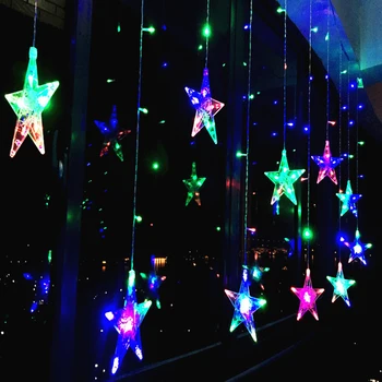 2.5 M LED Zvaigžņu Gaismu Ziemassvētku Aizkaru Gaismas Svētku Gaismas Stīgu Āra Ūdensizturīgs Kāzu Dārza Telpu Dekorēšana