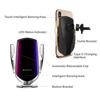 HXB Bezvadu Automašīnas Lādētājs USB Sensoru, Auto Fiksācijas Auto Houlder Bezvadu Lādētājs Samsung S10 S9 Xiaomi Huawei iPhone 11 X XR