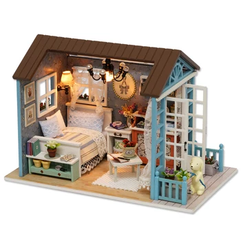 DIY Leļļu Nams Miniatūra leļļu Namiņš Ar Mēbeles Koka Māja, Miniaturas Rotaļlietas Bērniem Jaunajā Gadā Ziemassvētki mājā Dāvanu Z