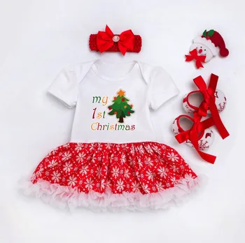 Karstās Ziemassvētku Baby Meiteņu Drēbes, Uzstādīt Gudrs Romper Kleitu Kurpes Priekšgala Galvu Apģērbs Jaundzimušajiem Bērniem Kostīmu Bērni Puse Dāvanas