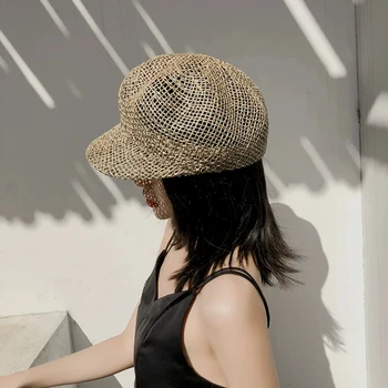 2019Summer modes Beretes sieviešu cepure Elpojošs Salmu Dzīvoklis Klp chapeau Āra ceļojumu Newsboy Klp Efeja Klp saule hat Visor Vīriešu cepure