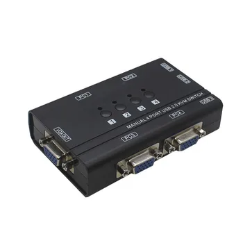 4 Port USB2.0 kvm Slēdzis, Manuāla Kontrole, 4 GAB Saimniekiem ar 1 Komplekts USB Tastatūru, Peli un VGA Monitors Multi PC Pārvaldīt Nosūtīt Kabeļi
