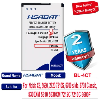HSABAT Jaunu 3600mAh BL-4CT / 4CT, BL Augstas Kapacitātes Akumulatoru, Izmantojiet Nokia X3 5630 2720 7210S / 6700 slide / 6730 Classic / 5300XM
