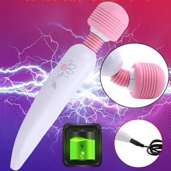 Burvju nūjiņu vibrators lādējams Massager Stick solo Masturbācija clit Vibrējošu Birstīti AV Orgasma Squirt Classic Maģistrāles Seksa Rotaļlietas