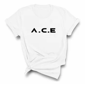 A. C. E K-pop, Sieviešu T-krekls Uzdrukāts ACE Kpop Burtu T Krekls Gadījuma Vasaras Īsām Piedurknēm Tees O-veida kakla Black T Feminina