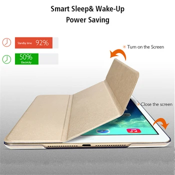 Būtiska Apple iPad Pro 10.5 2017 gadījumā A1701 A1709 A1852 auto wake/sleep smart cover, flip stends, coque