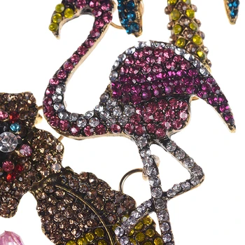 Krāsains Kristāla Rhinestone Ziedi Flamingo Sānslīdi Kaklasaite Kaklarota Sievietēm Paziņojumu, Liela Apkakle, Kaklarota, Rotaslietas Sievietes