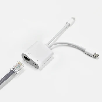 OTG Ethernet USB Adapteri C tipa lai RJ45 Ethernet LAN Vadu Tīkla 100mbs Converter for iphone ipad Andriod iOS tālruņa TC