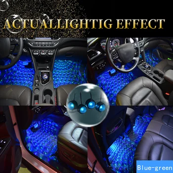 4 1 Auto LED Atmosfēru Gaismas Krāsaina RGB Interjera Grīdas Pamatnes Gaismas Universālu Auto USB Dekoratīvās Apkārtējā Lampas Auto Stils