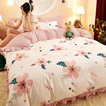 Gultas svārki četru gabals, kas, mazu, svaigu gultas, bērnu studentu princese stila kopmītnē gultas veļa trīs-gabalu