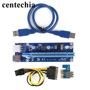 Centechia 60CM PCI-E Express Stāvvadu Karte 1x, lai 16x USB 3.0 Datu Kabelis SATA, uz 6Pin IDE Molex Barošanas BTC Miner Mašīna GHMY