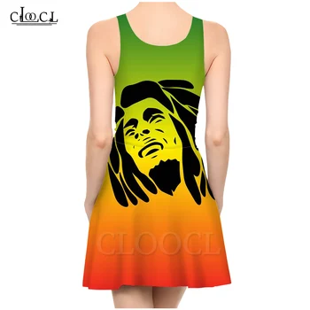 CLOOCL Dziedātāja Regeja Autors Bob Marley Modes 3D Drukas Kleita Dāmas Vasaras Puse Meiteņu Kleita Gadījuma Sexy Pludmales Kleitas